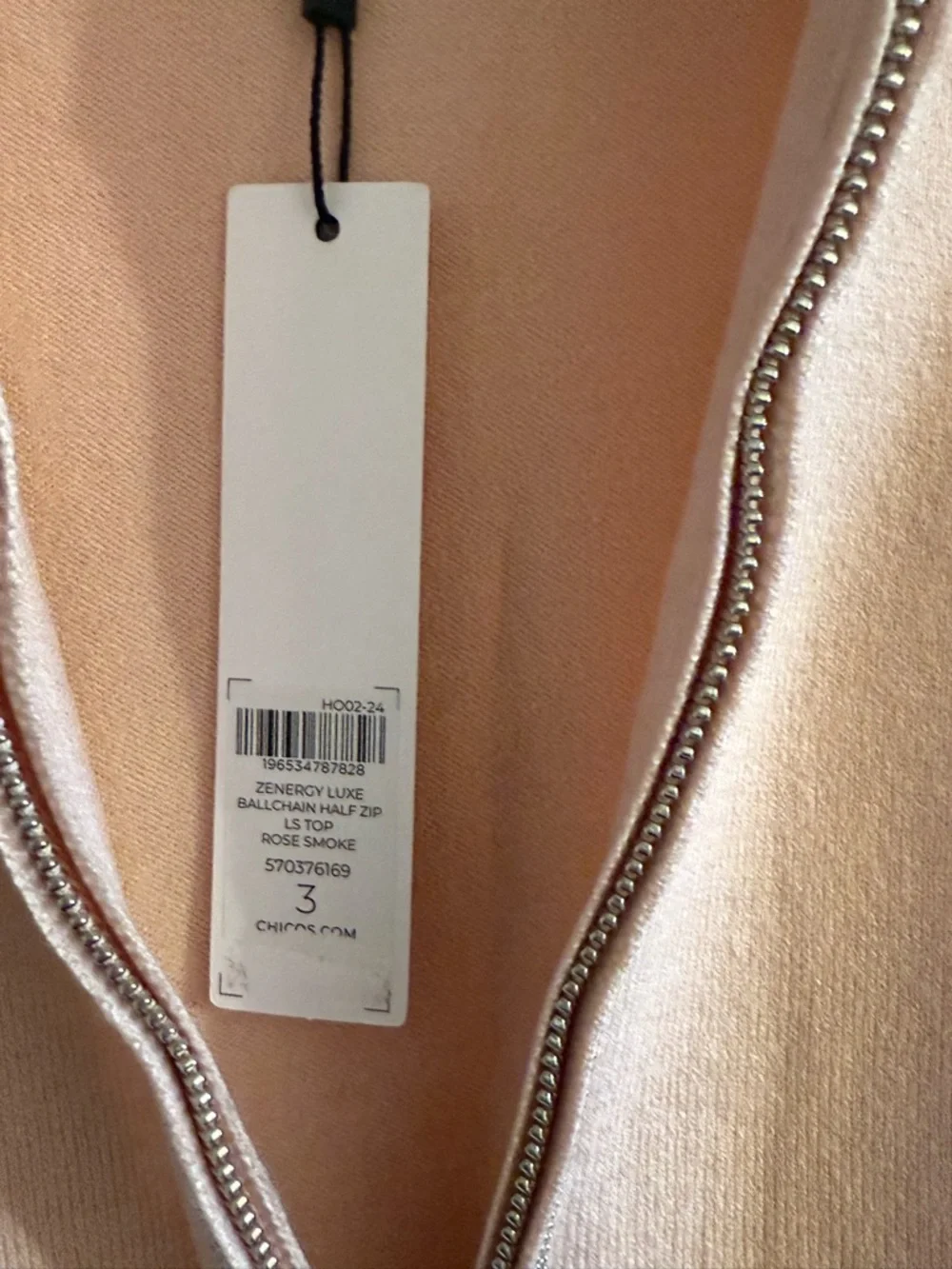 NWT Chico's Pink Cashmere Blend Luxe Metallic-Trim Quarter Zip Pullover Size XL - Picture 4 of 6